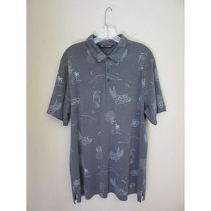 Travis Mathew Men's Gray Tropical Beach Golf Tennis Activewear Polo Shirt XL